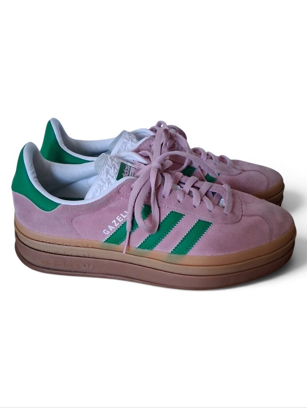 Adidas Gazelle Bold Platform True Pink & Green Size 7.5 / IE0420